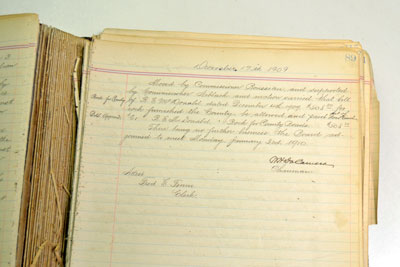 The final 1909 Board of County Commissioners meeting on Dec. 17 concluded with approval of a bill for rock to be paid from the Road Fund. 