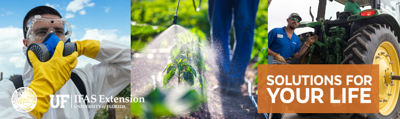 Banner featuring different images of safety practices in agriculture