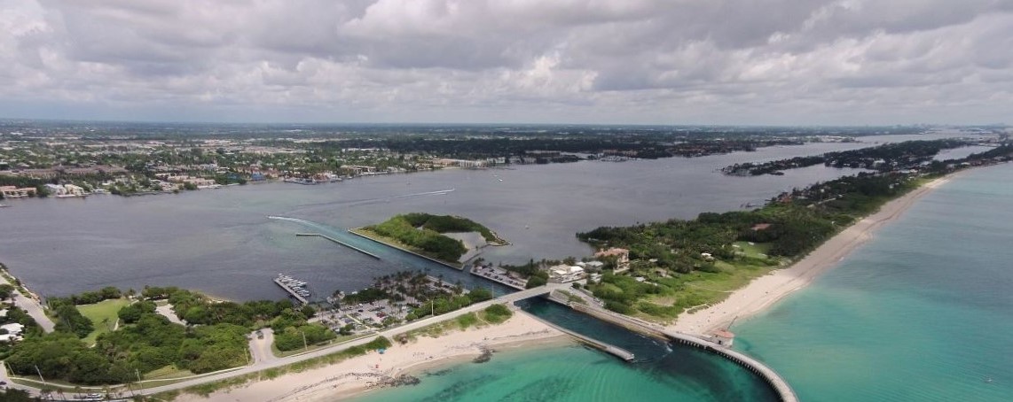 Aerial Photograph of Lake Worth Lagoon Estuary Taken at South Lake Worth (Boynton) Inlet