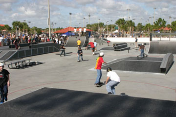 group of skateboarders at skate park