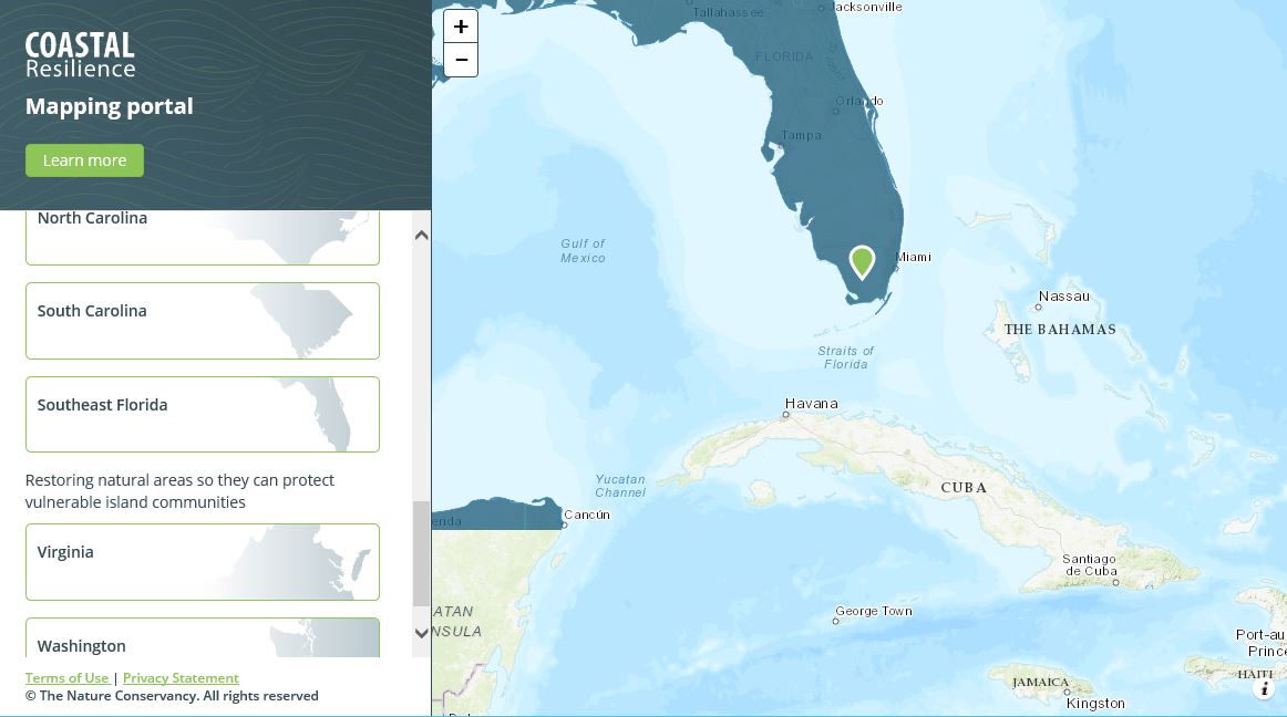 Thumbnail of Nature Conservancy's Coastal Resilience Mapping Portal